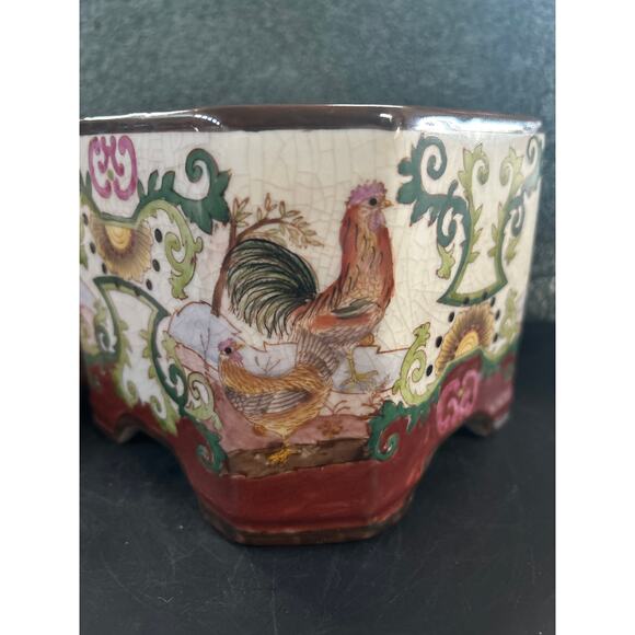 Ginger Jar Vintage Ceramic Asian Vase Rooster Floral Porcelain Vase - Picture 10 of 15